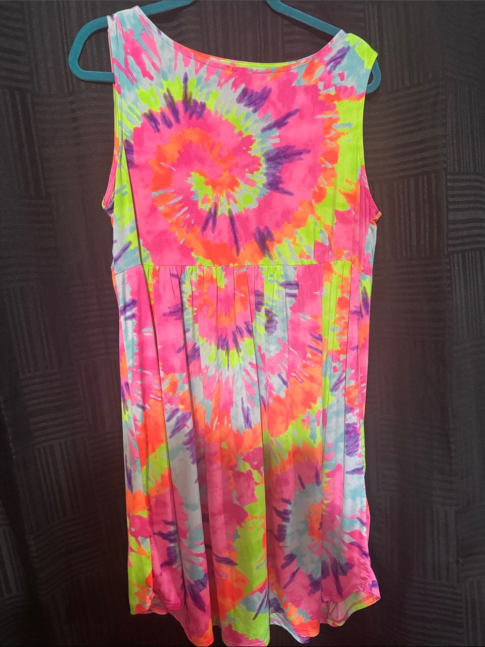 Emerald Neon Tie-Dye Tank Dress - Pink, Green, Orange, Purple